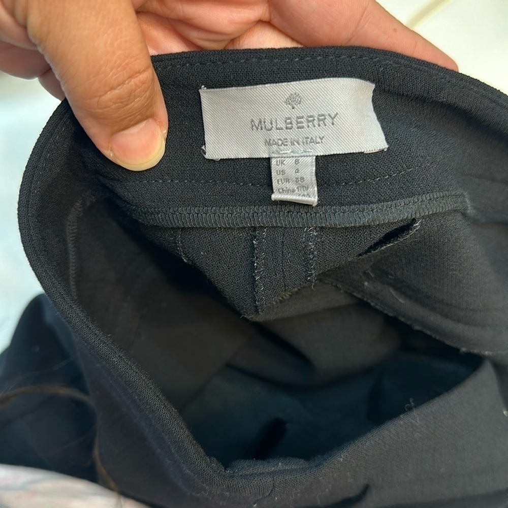 Mulberry Black Wool Blend Slacks GB1 - Picture 3 of 6